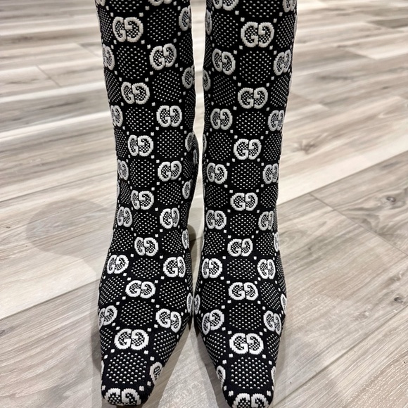 Gucci GG 75mm Knit Ankle Boots Size 7 - Picture 5 of 13